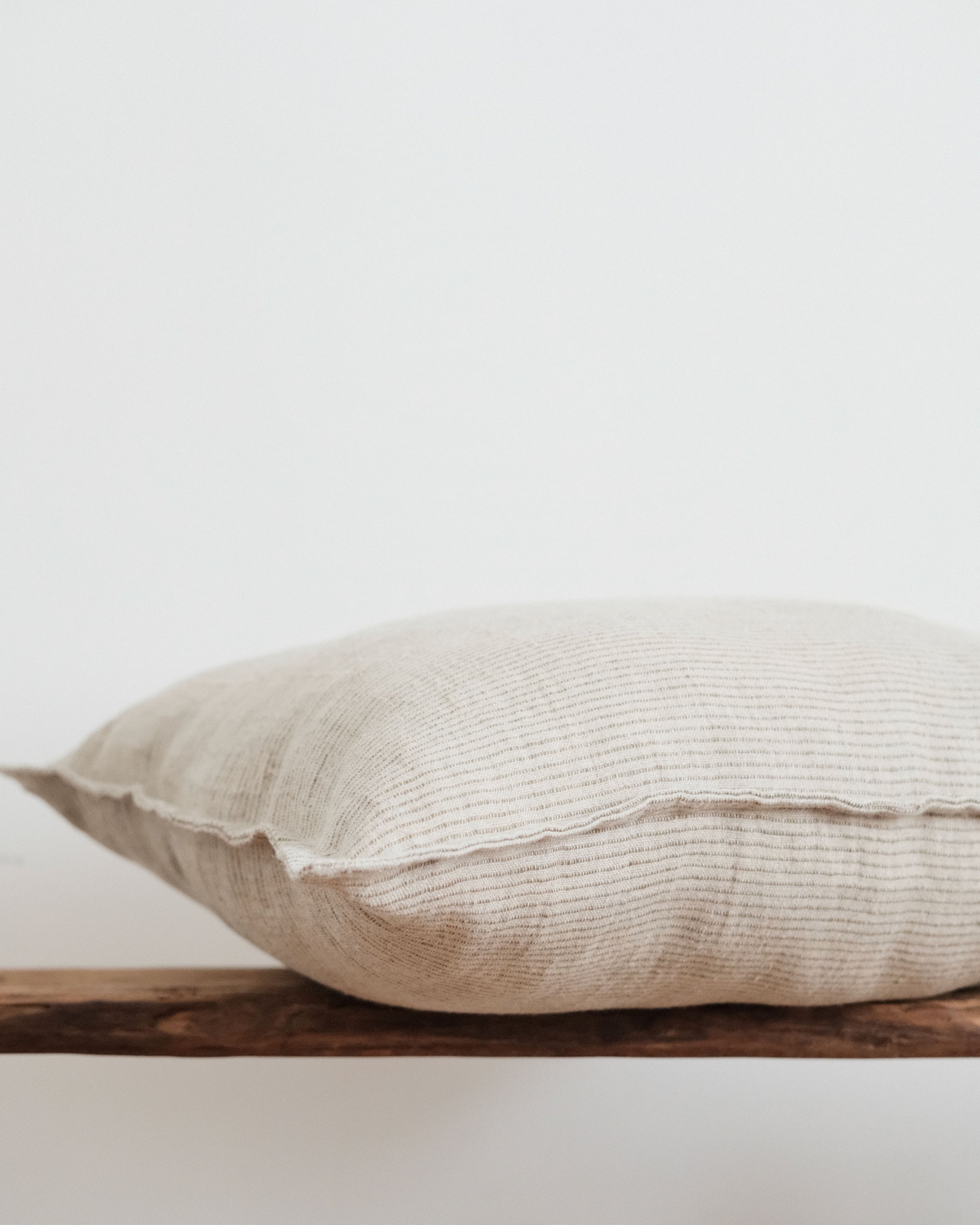 Freja Cushion Cover Oatmeal with Khaki Stripe