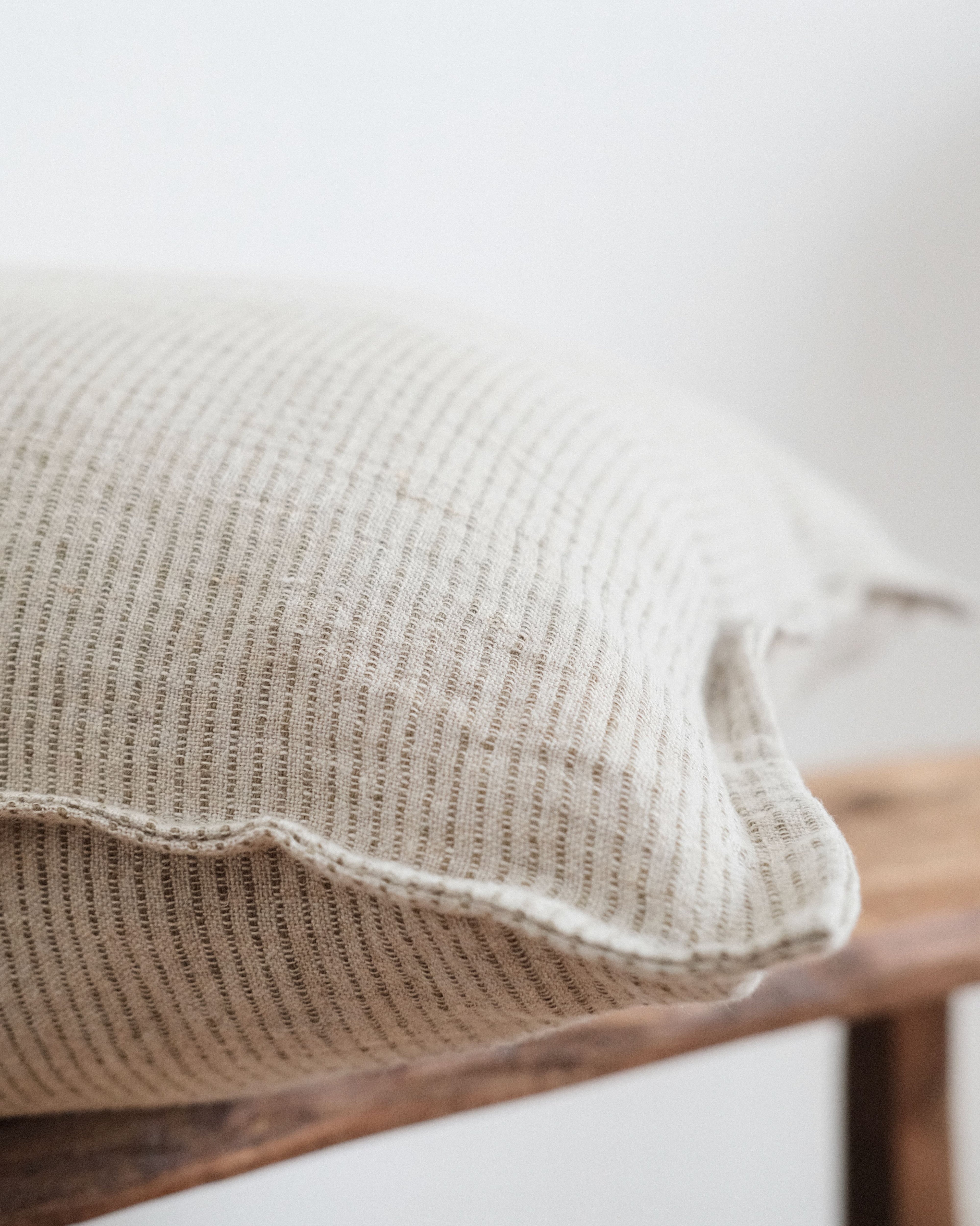 Freja Cushion Cover Oatmeal with Khaki Stripe