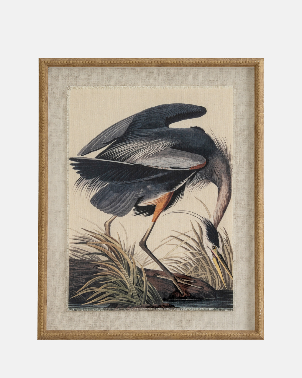 Heron on Linen Framed Print