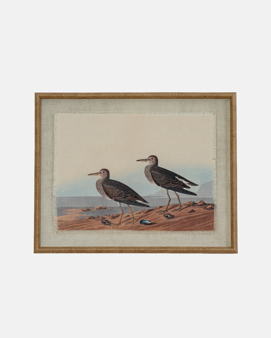 Sandpipers on Linen Framed Print
